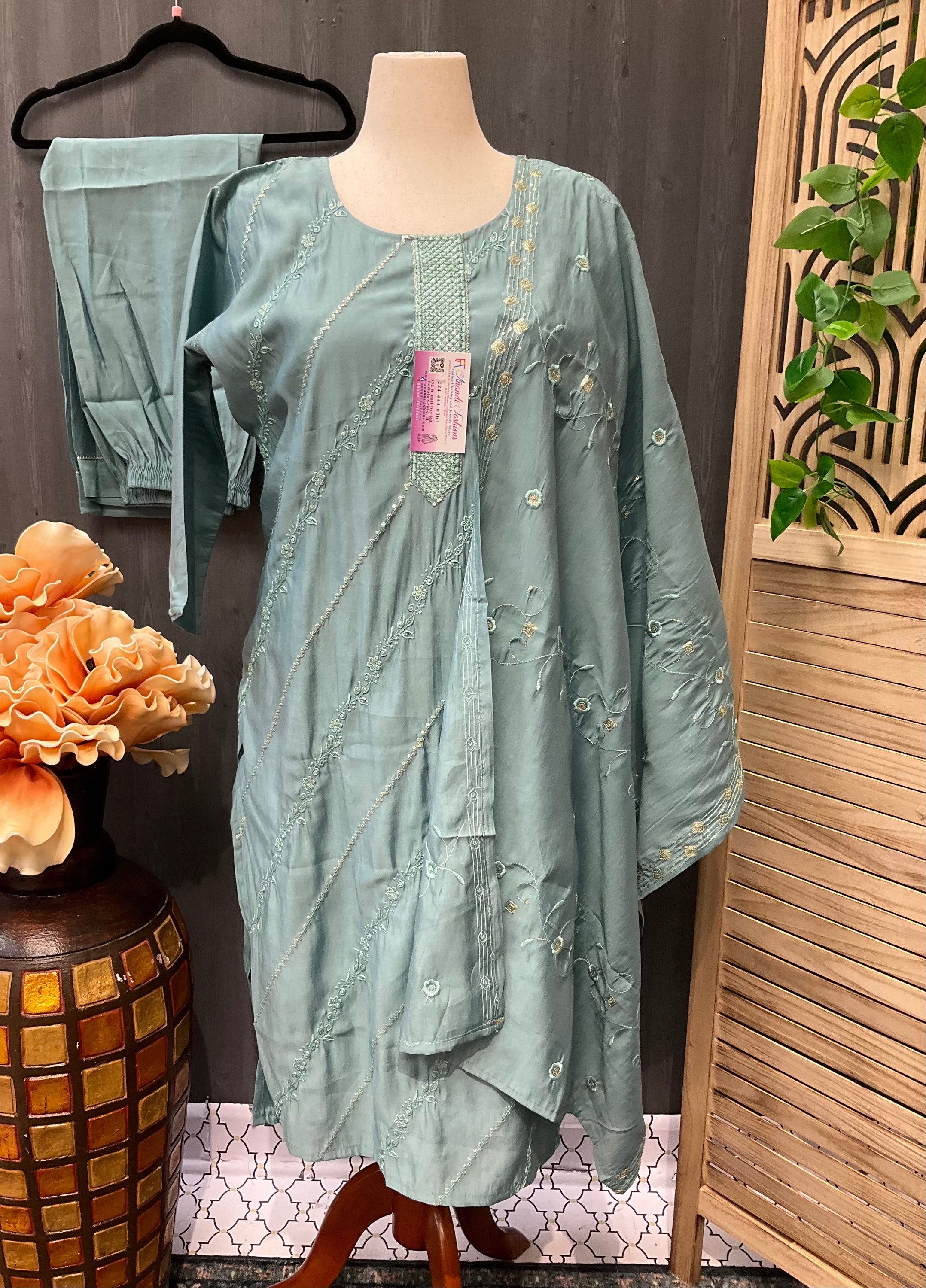 Plus Sizes - Roman Silk Embroidery Kurti set image 3