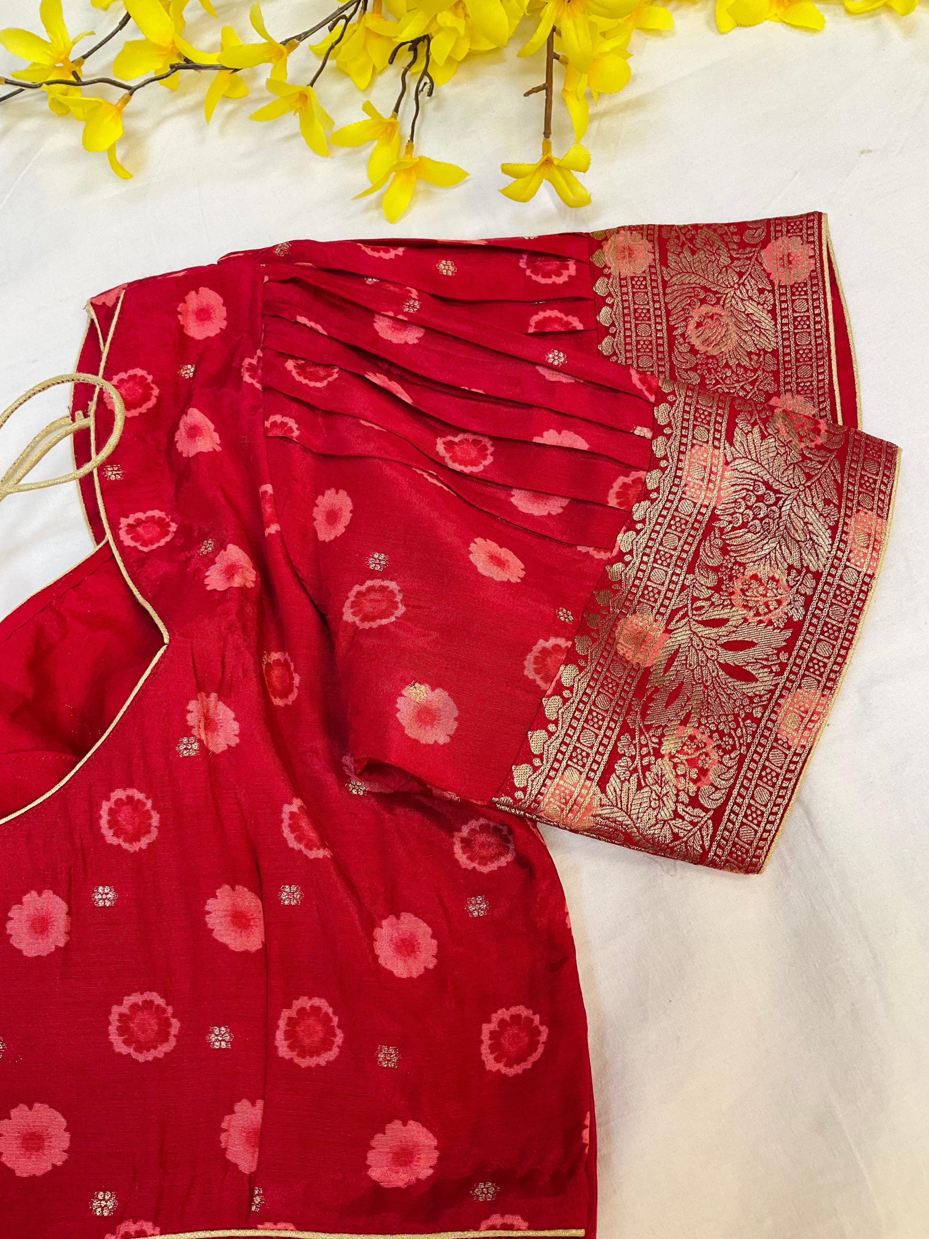 Unique Pattern - Mustard yellow Russian Silk saree  with Stitched Blouse - fall pico done