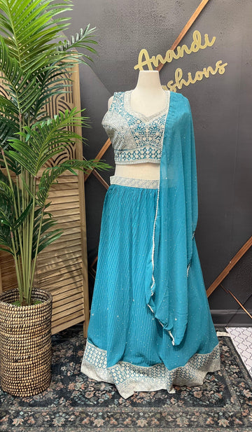 Plus Size Georgette Lehenga Set Size 50 - Party Wear