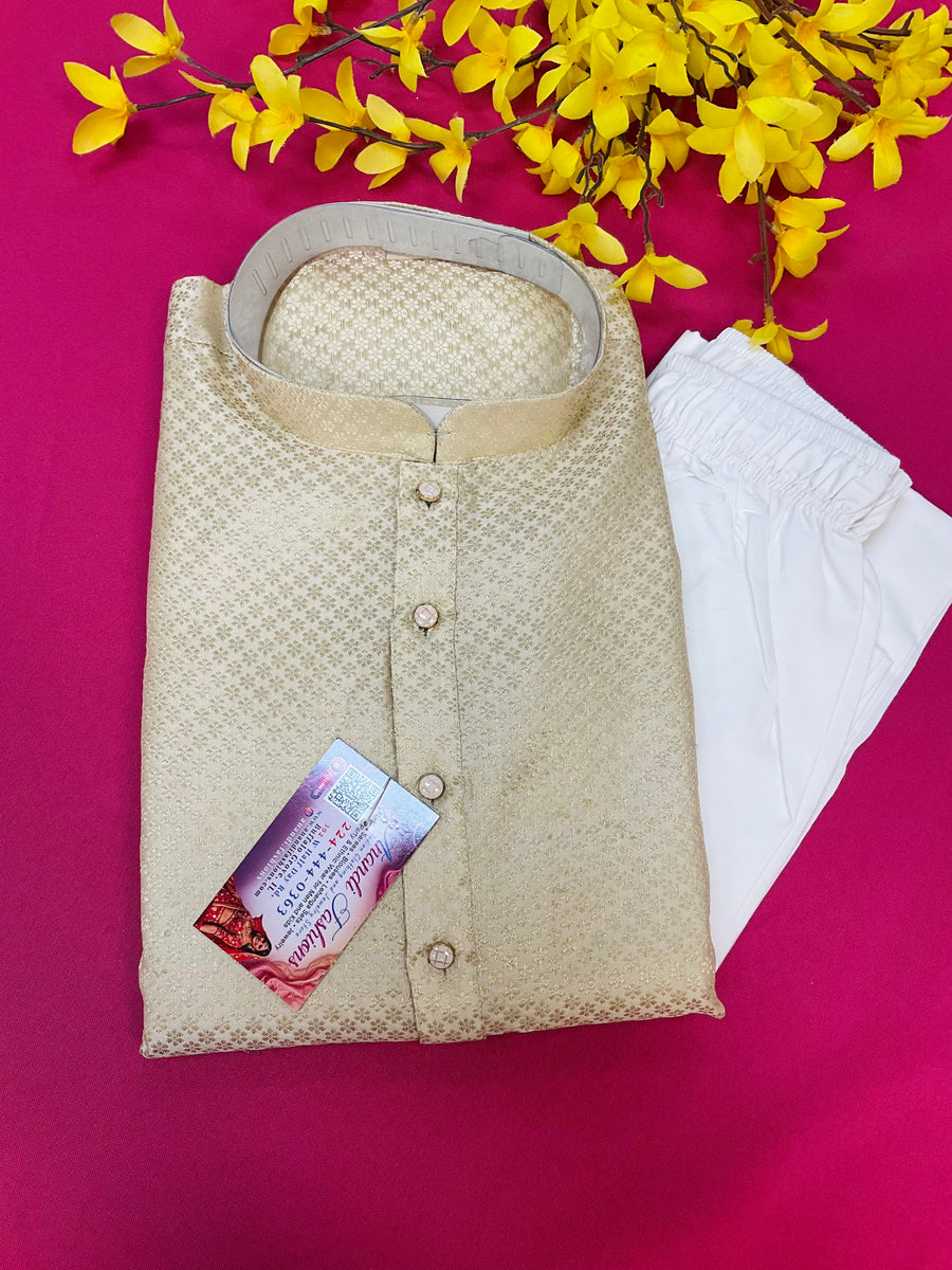 Gold Silk Mens kurta Set