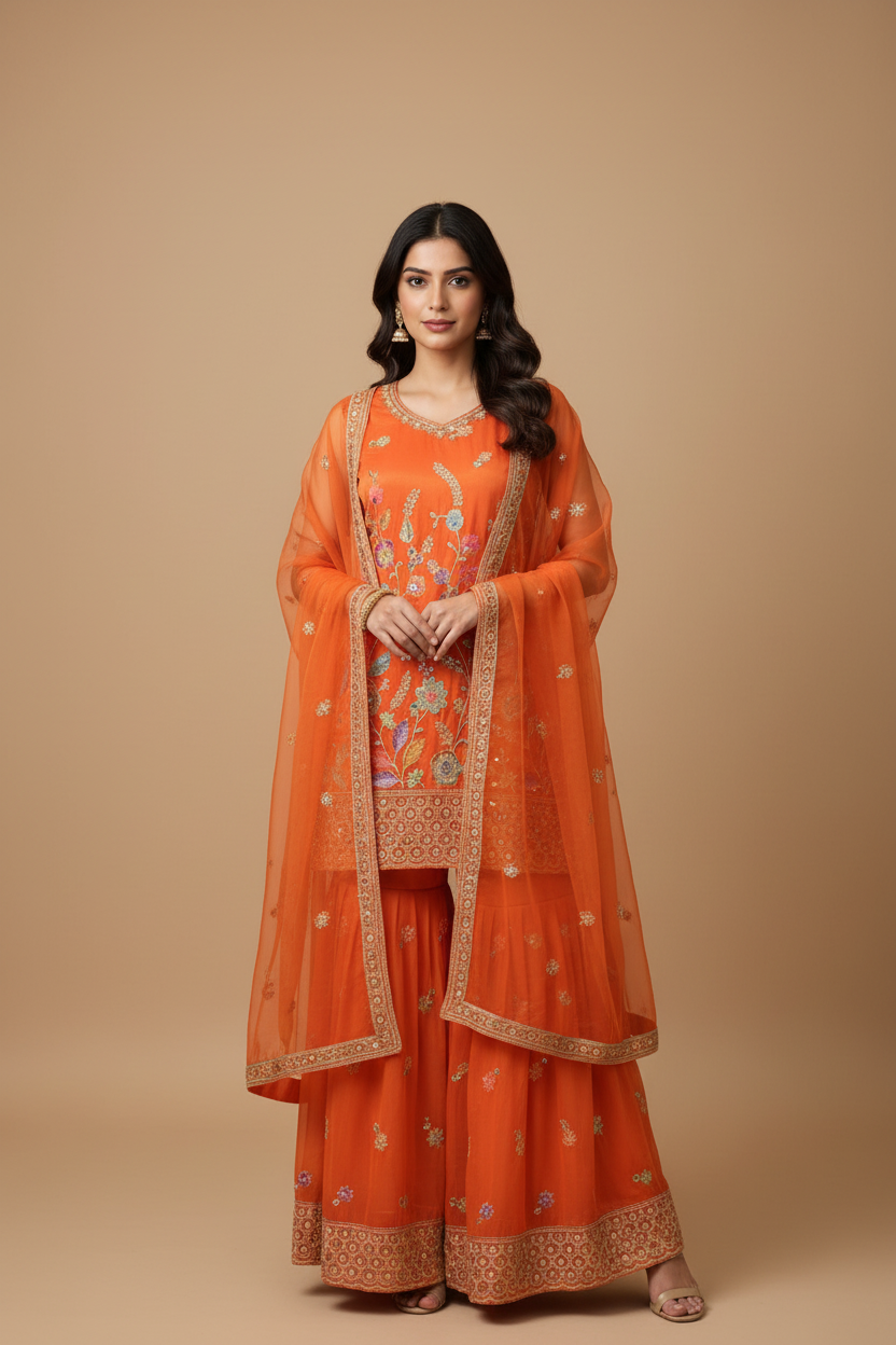 Teenage Girls Orange Sharara set