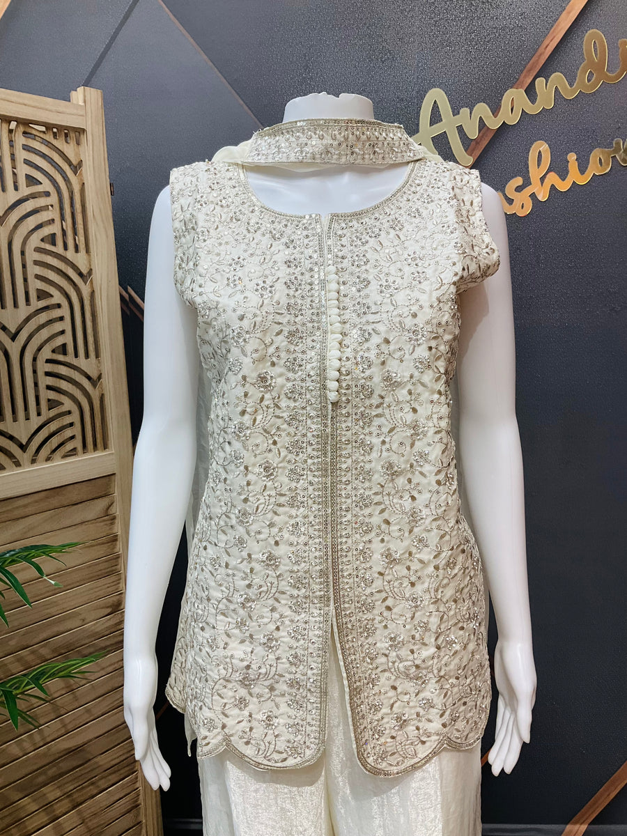 Half White Teenage Girls Palazzo Set
