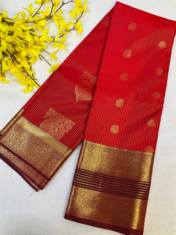 Red - Semi Silk Kanjeevaram Saree