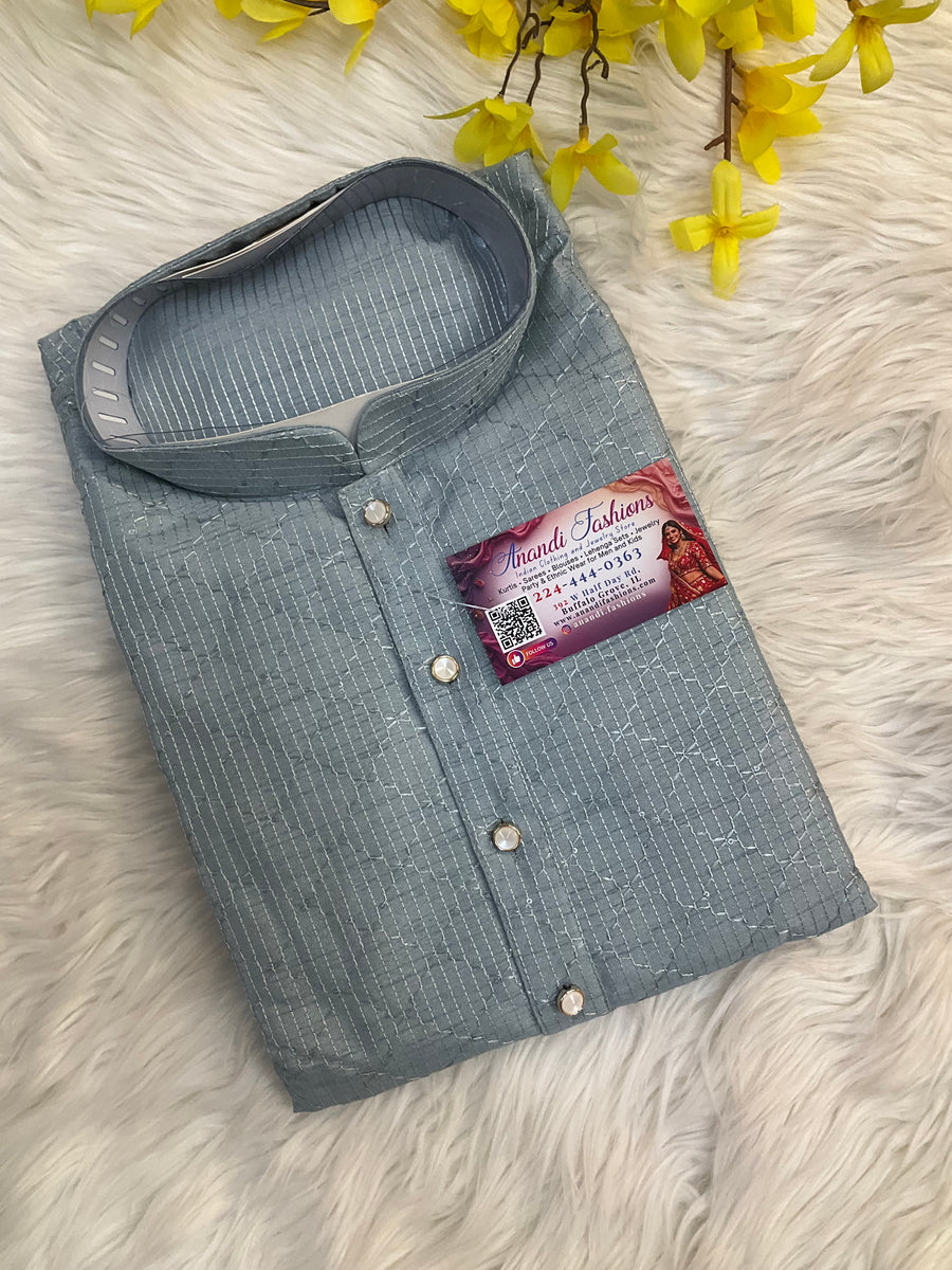 Light Grey Mens kurta set