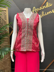 Pink Bhandhini Sharara Set - High Low Style Party Wear