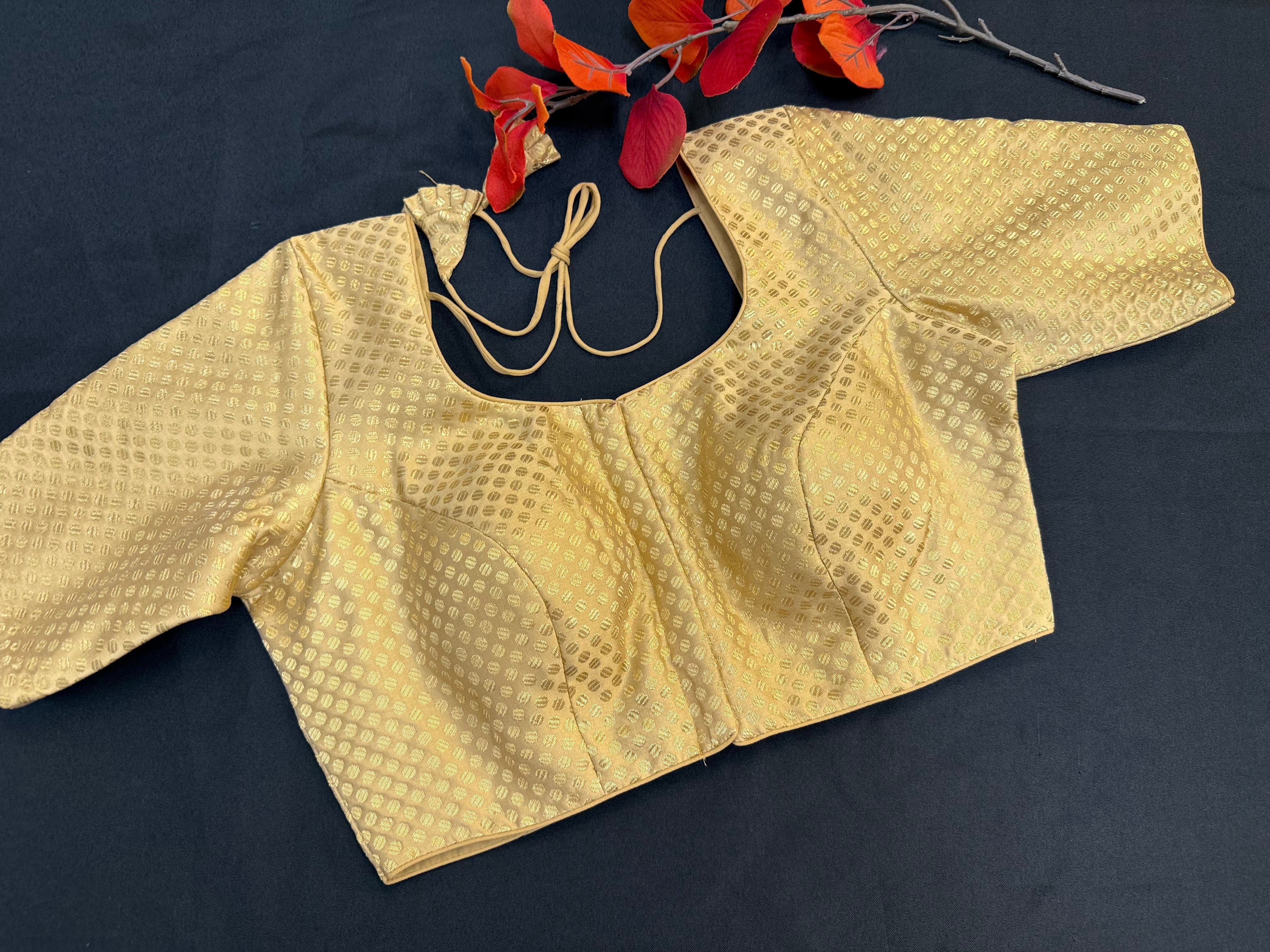 Premium Brocade Gold Blouse- Size 32 to Size 50