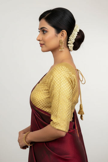 Premium Brocade Gold Blouse- Size 32 to Size 50