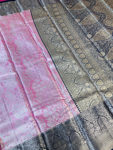 Semi Silk Kanjeevaram - allover Design Baby Pink Saree
