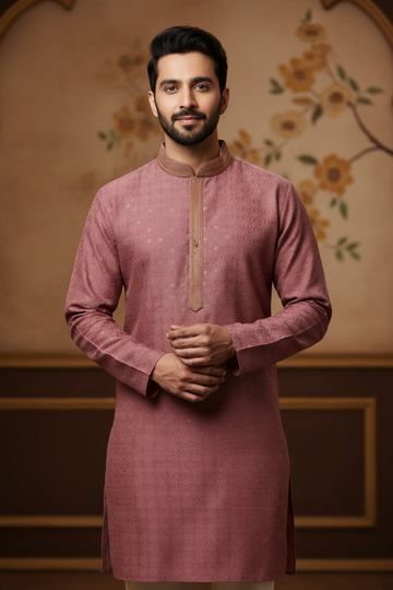 Onion Pink Color - Mens kurta set