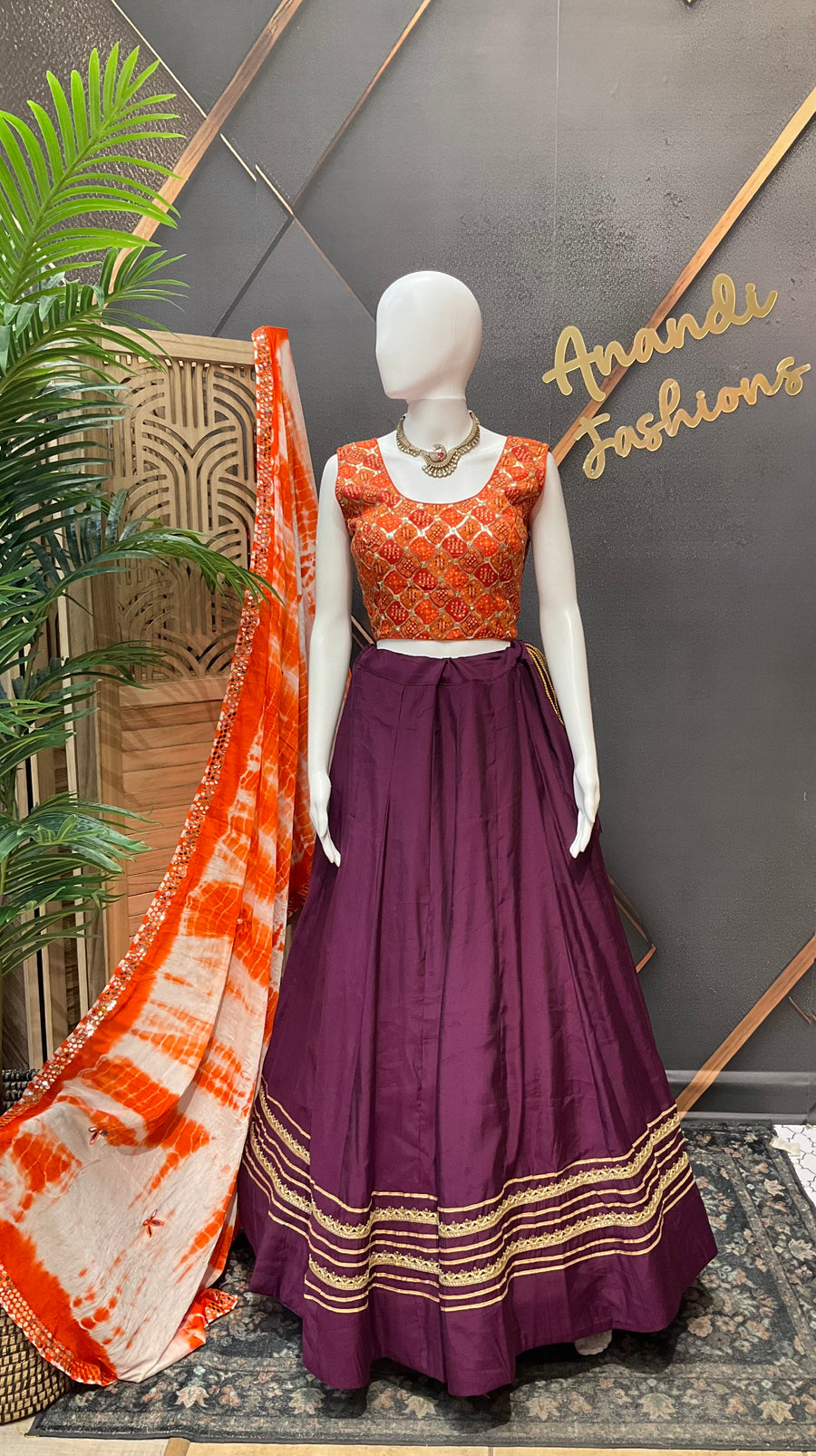 Mix & Match Purple & Orange Lehenga /Chaniya choli set
