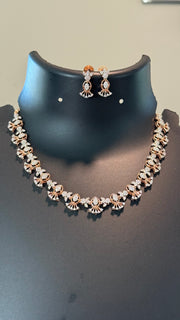 Simple Rose Gold CZ Necklace set