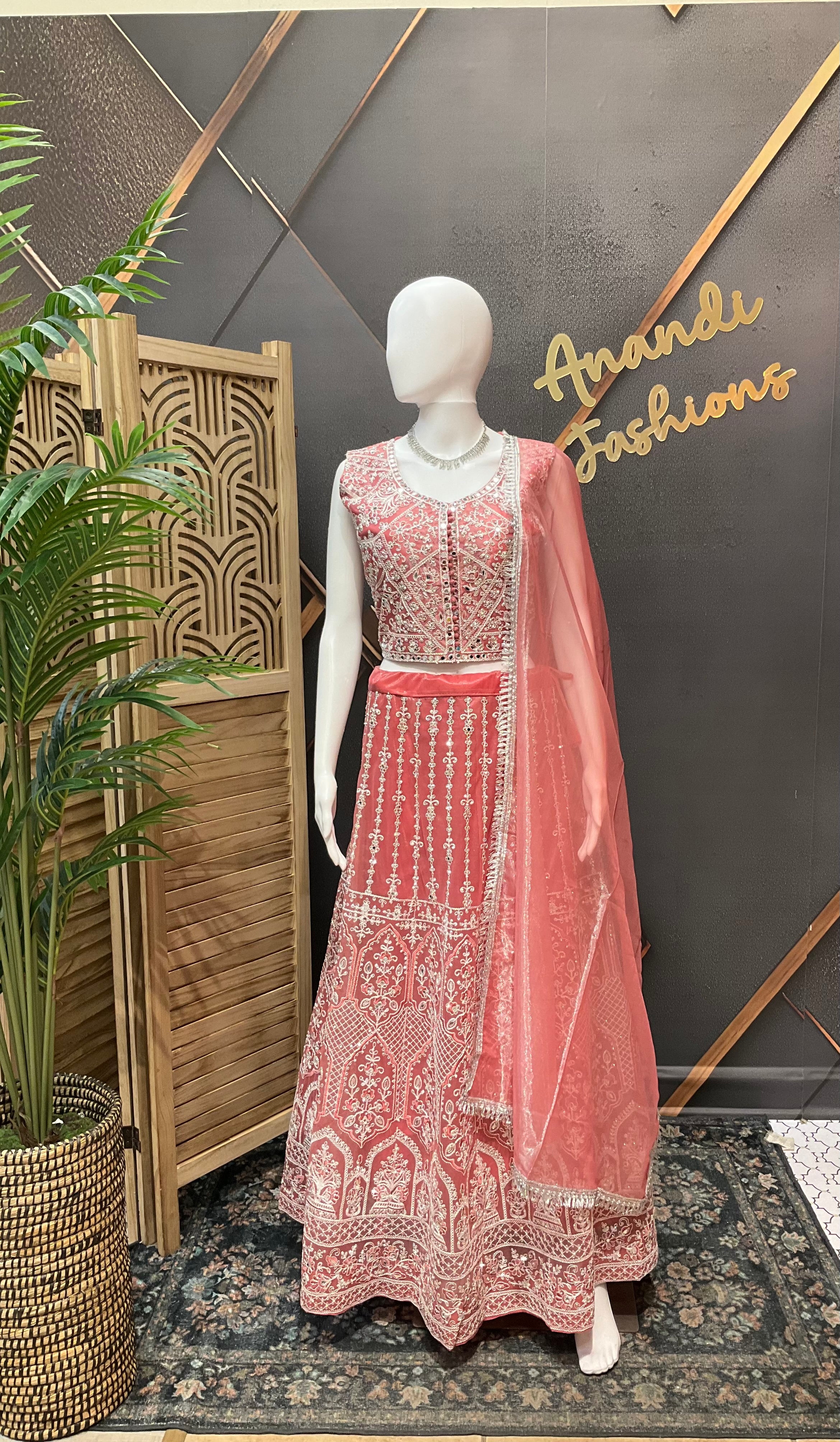Peach Heavy Work Party wear Lehenga set