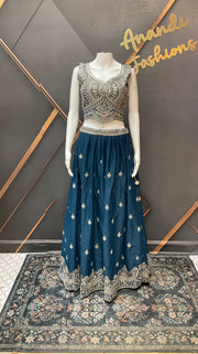 Party wear Teal Blue Lehenga set