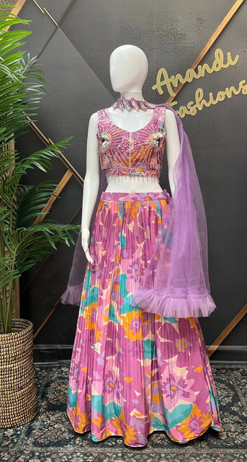 Floral Print Lehenga Set Size 36 - Heavy Work Party Wear