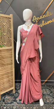 Onion Pink Ready to wear Saree