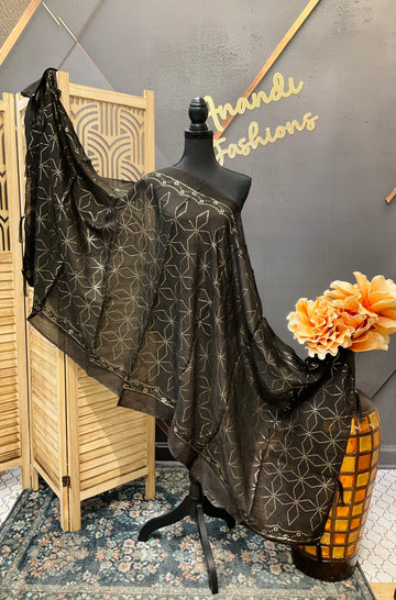 Black Sequence Work Chiffon Dupatta