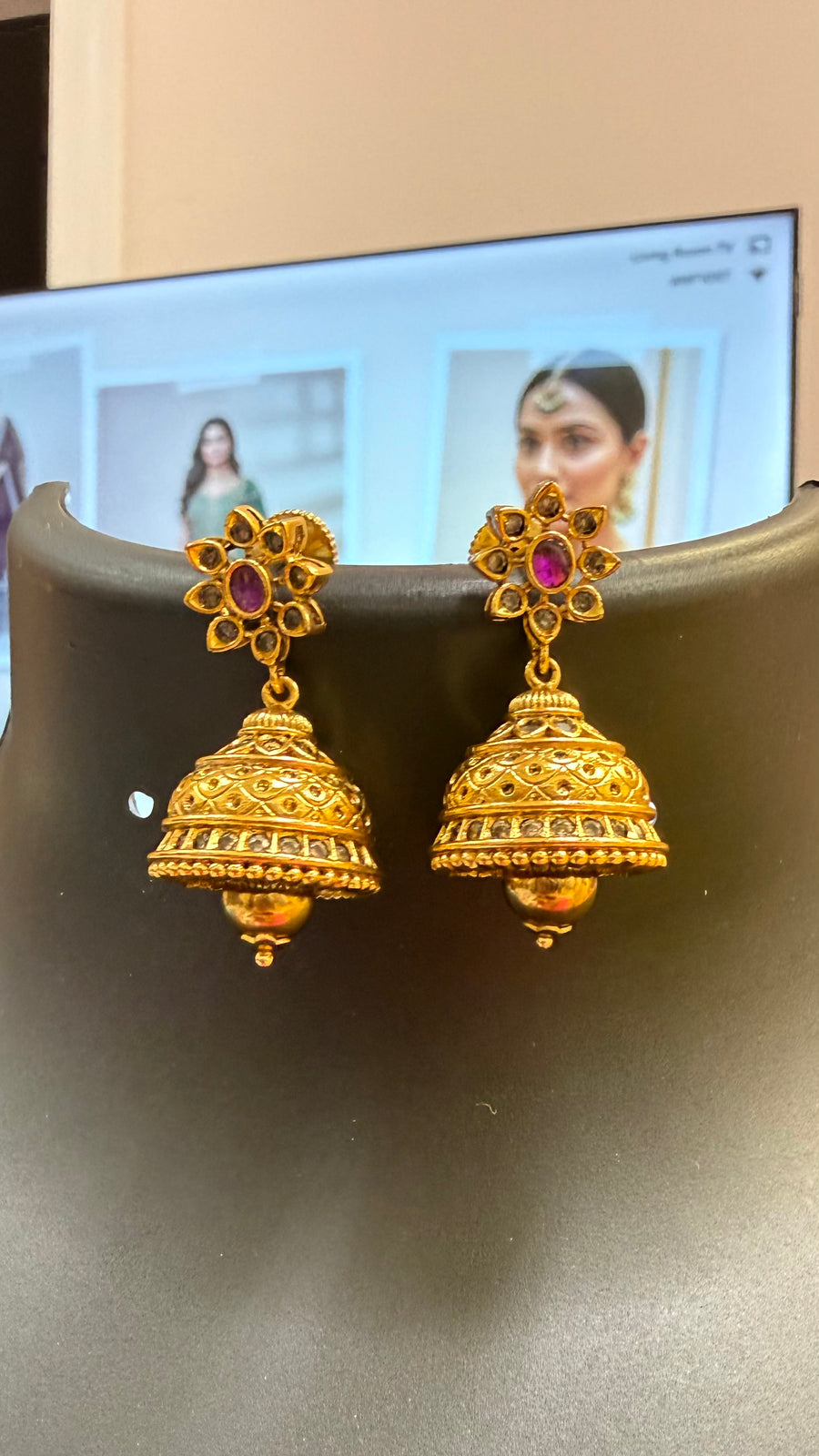 Antique Finish Jhumka Earrings