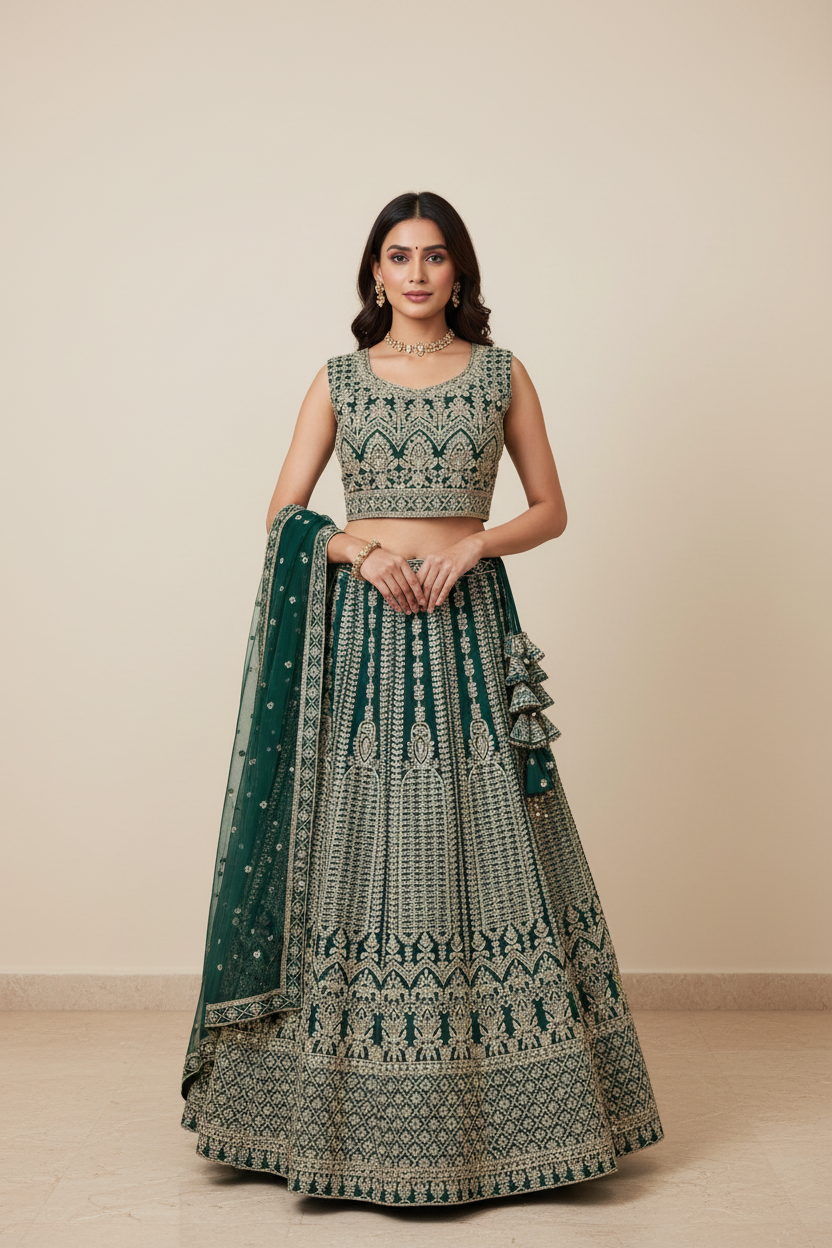 Shimmery Tissue Lehenga Set - Pastel Shades Party & Wedding Wear