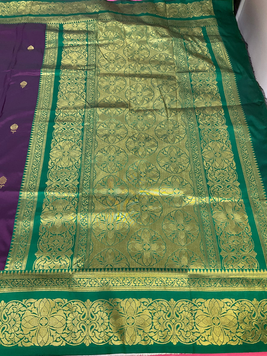Semi Silk Kanjeevaram Purple Saree