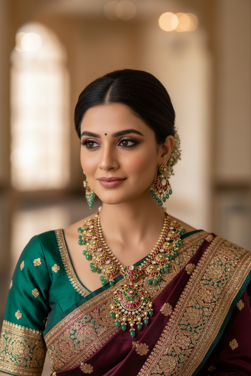 Heavy Jadau Kundan Necklace set with Pendant