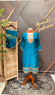 Plus size Blue Party Wear kurti set