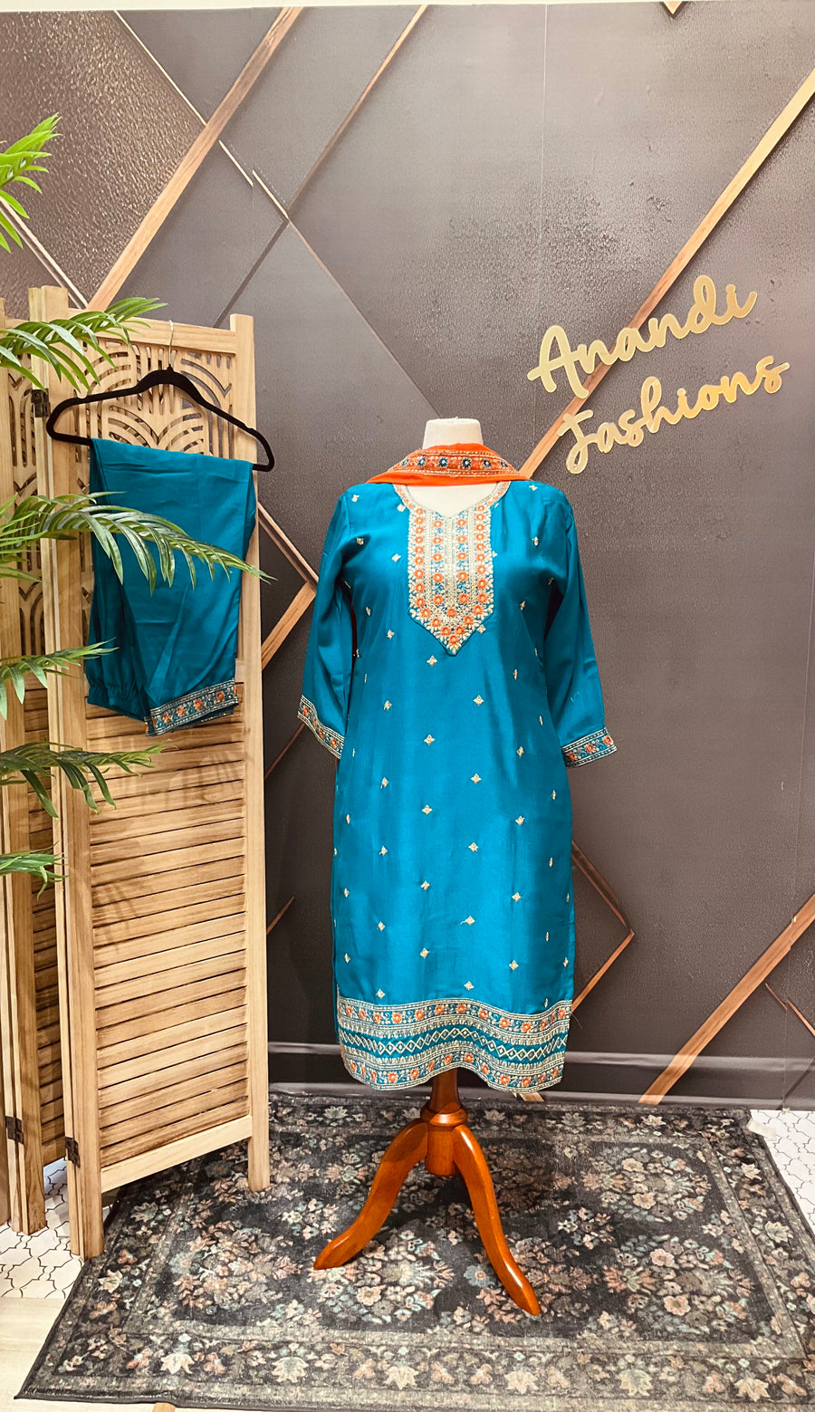Plus size Blue Party Wear kurti set