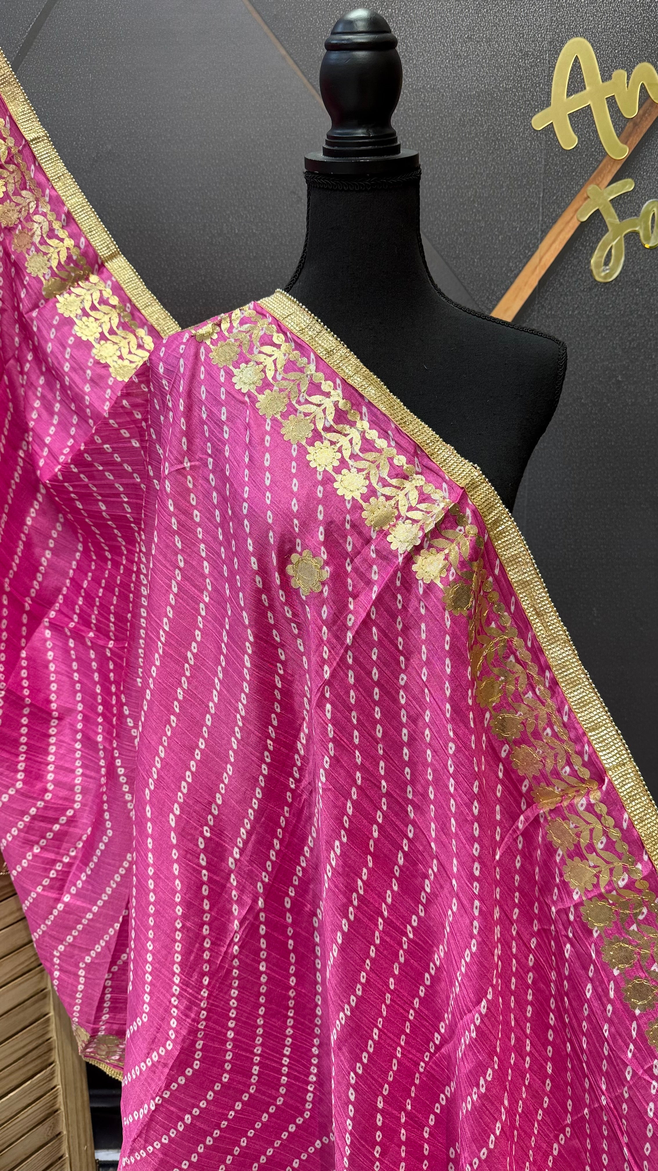 Pink Bandhini Silk Dupatta
