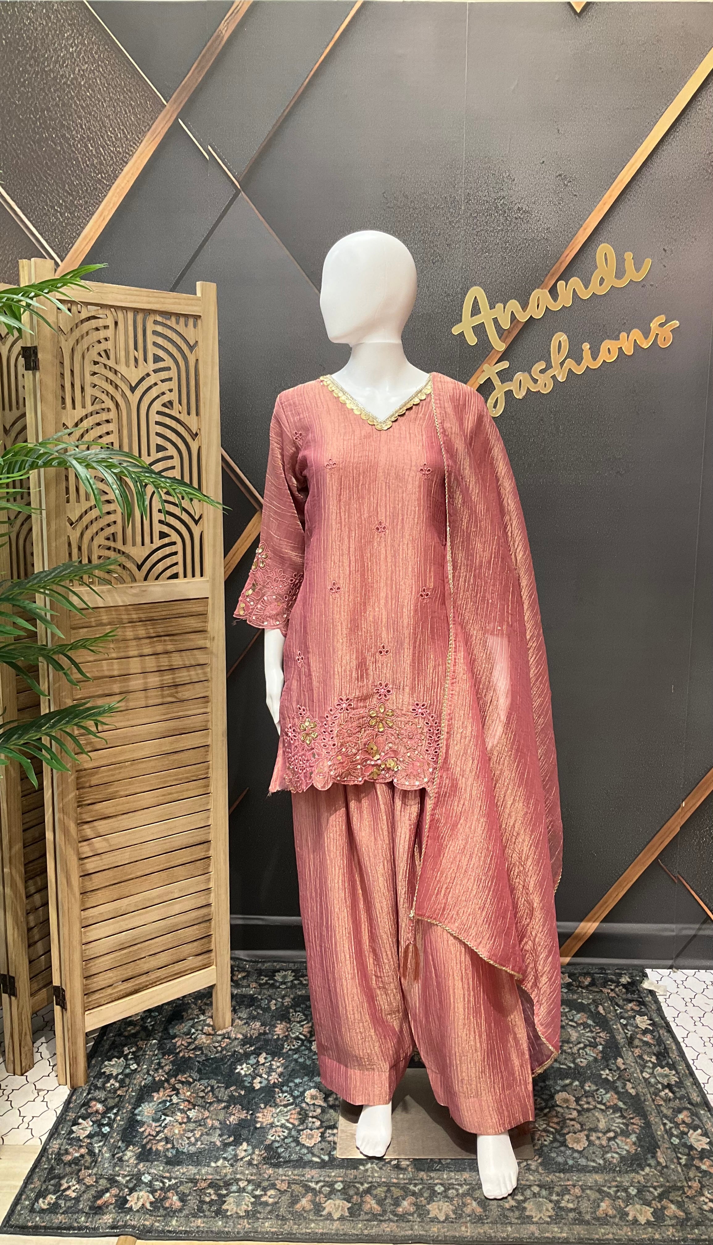 Women’s Onion Pink Parsi Kurti set
