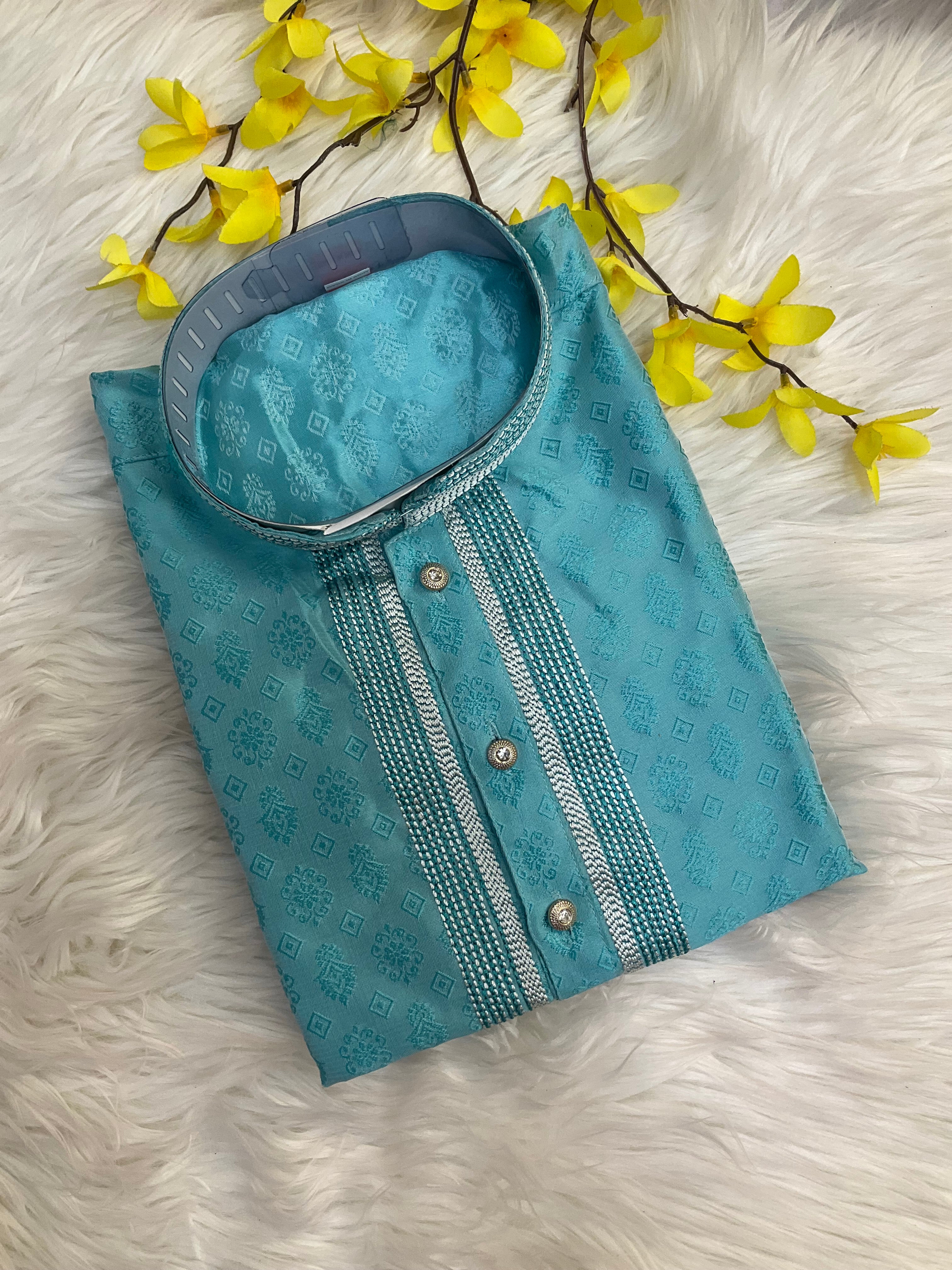 Sky Blue Boys Kurta Set - Premium Indian Ethnic Wear