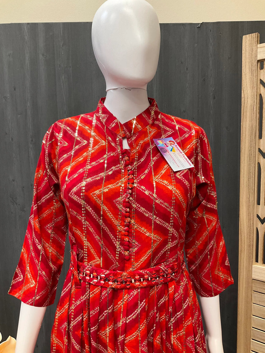 Bandhini Gowns/Kurtis with Belt