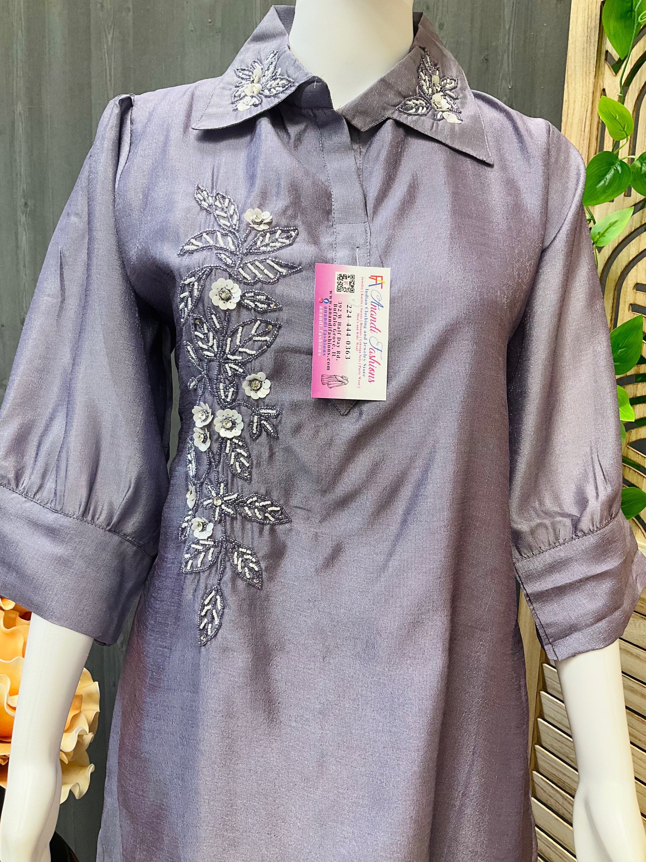 Elegant Lilac Co-ord Set with Intricate Bead Work - Party Ready image 1