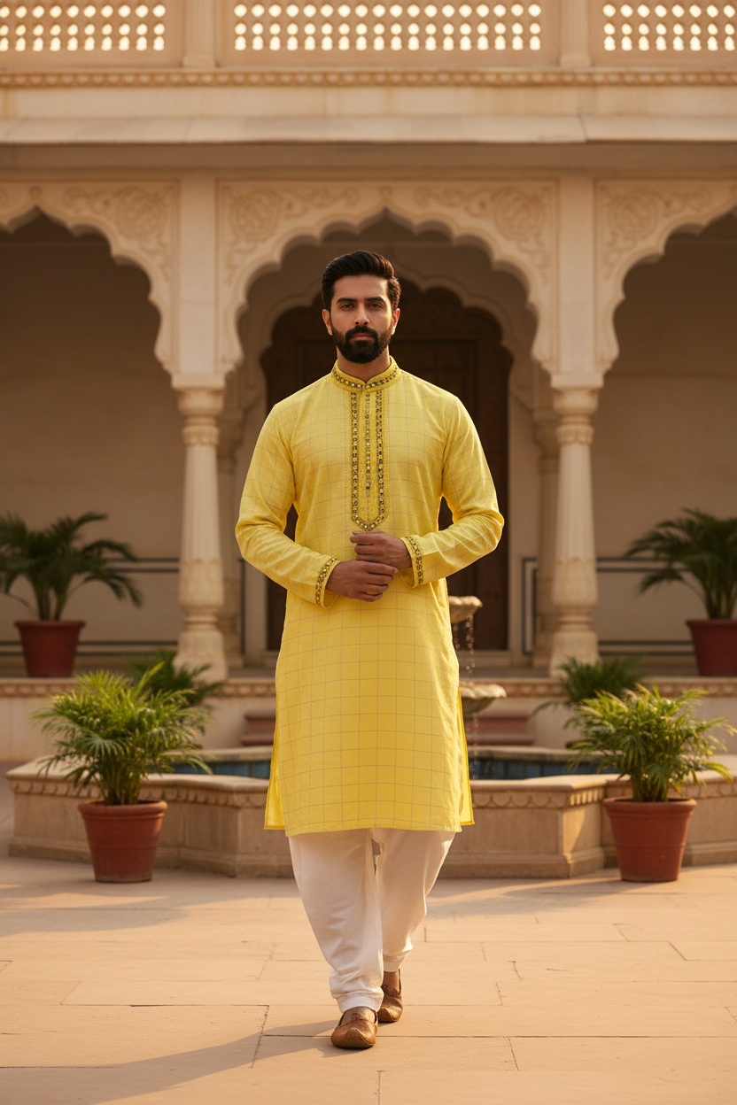 Men’s Fine Cotton Kurta Set - Mens - Kurta Set - Anandi Fashions