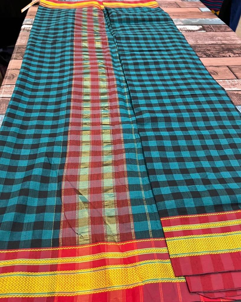 Indian Saree - Irkal/Narayan Pet cotton sarees in Check s Design image 0