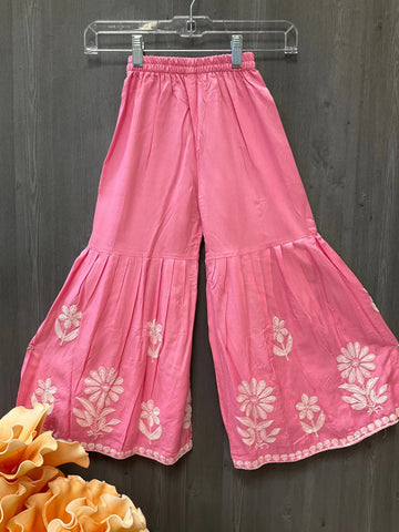 Pink - Toddler Girls- Rayon Chikankari sharara set- size 24/26