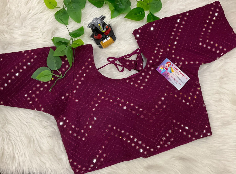 Wine Color- Foil Mirror Blouses