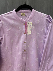 Lavender Pure Cotton Short Kurti/Top - Casual Ethnic Wear