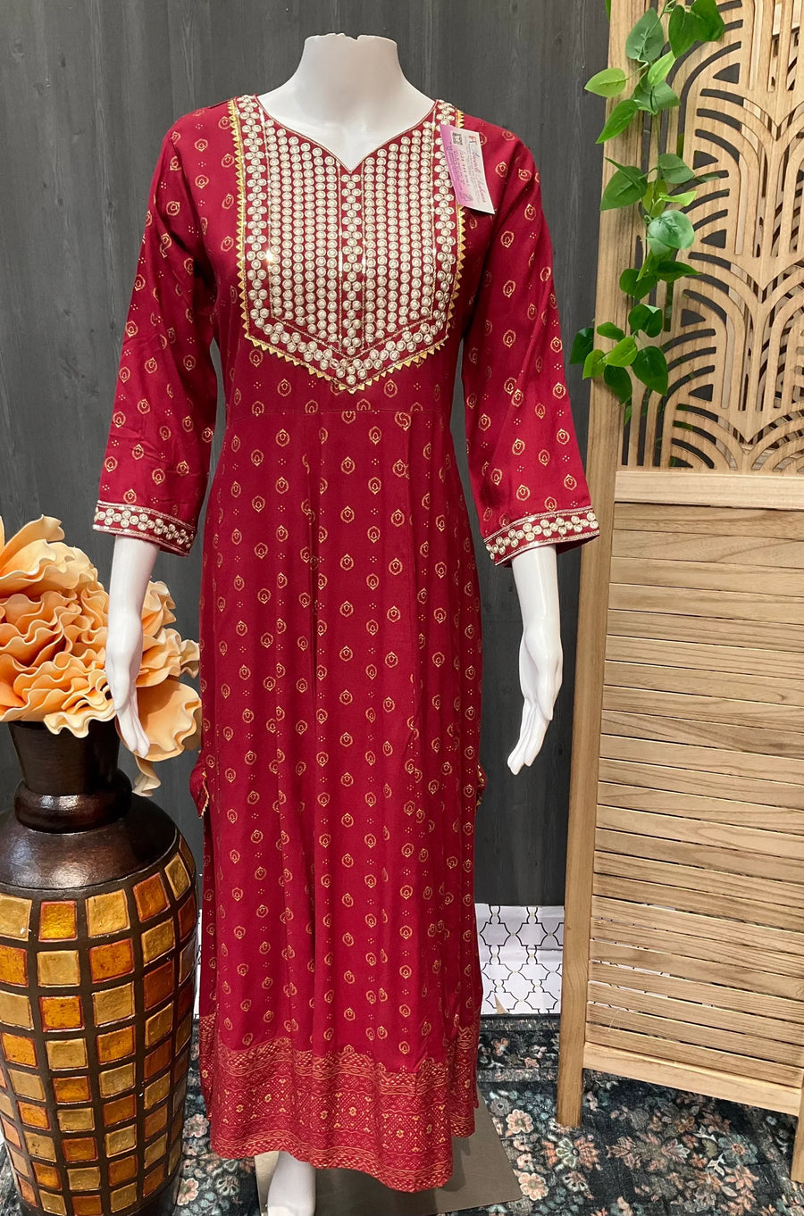 Maroon long  Anarkali kurti- Size 42/44
