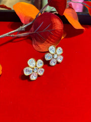 Stud Earrings - Flower Shape Kundan Studs