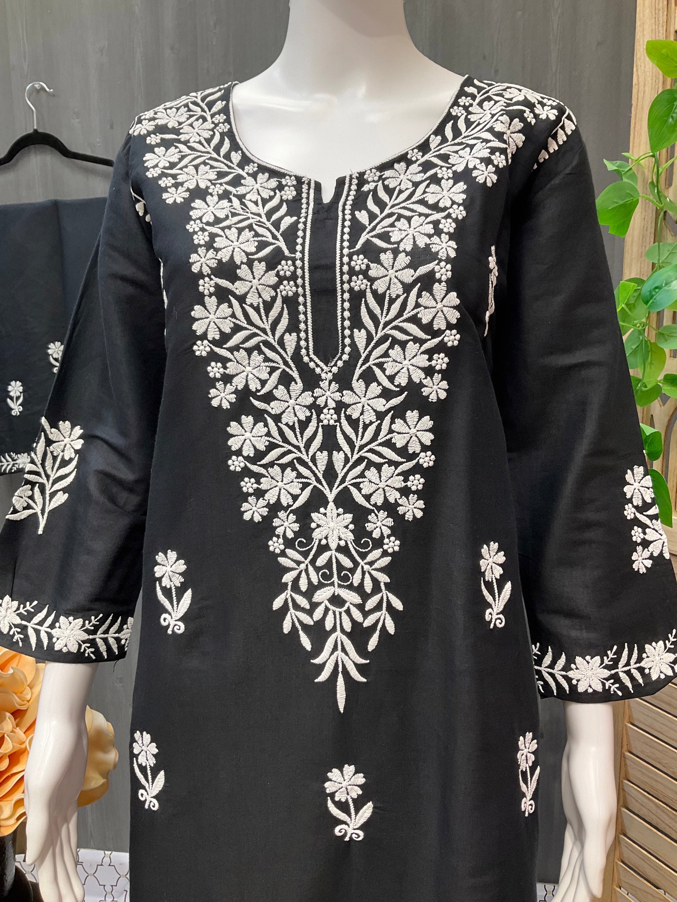 Colorful -Rayon Chikankari Kurti with Palazzo pants- Size 42/US M image 5