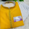 Premium Quality Haldi Yellow Silk Mens Kurta Pajama Set - Wedding Wear