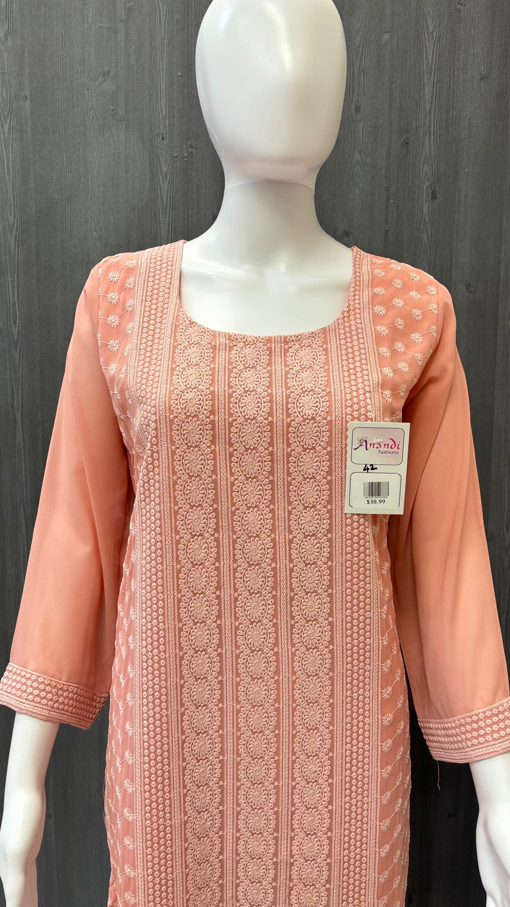 Pastel Colors-Georgette Chikankari Kurti - Elegant and stylish Chikankari Kurti image 1