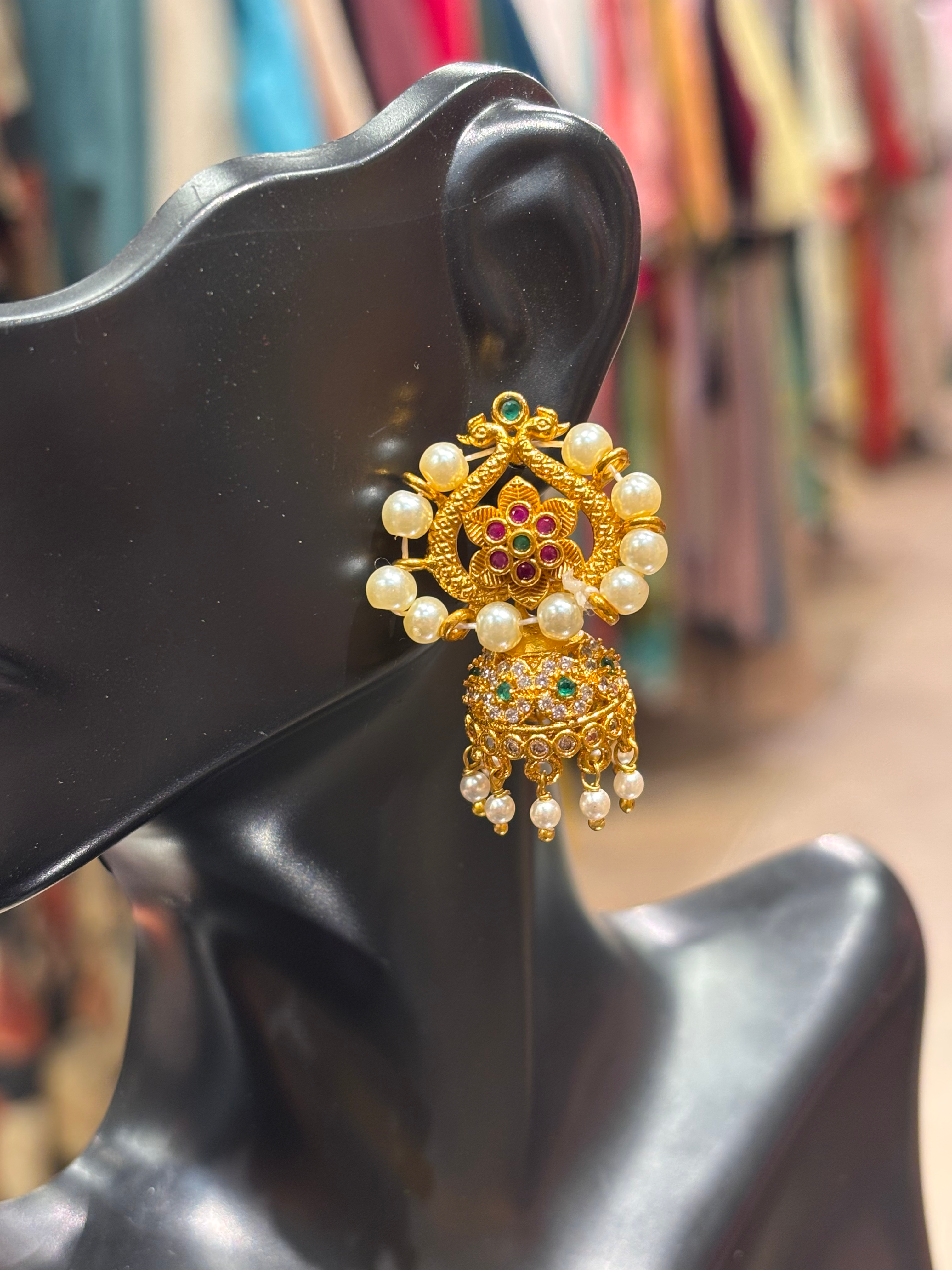 MattFinish Jhumkas with Big Studs image 1