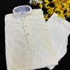 Boys White Chikankari Kurta Pajama Set - Traditional Kids Wear