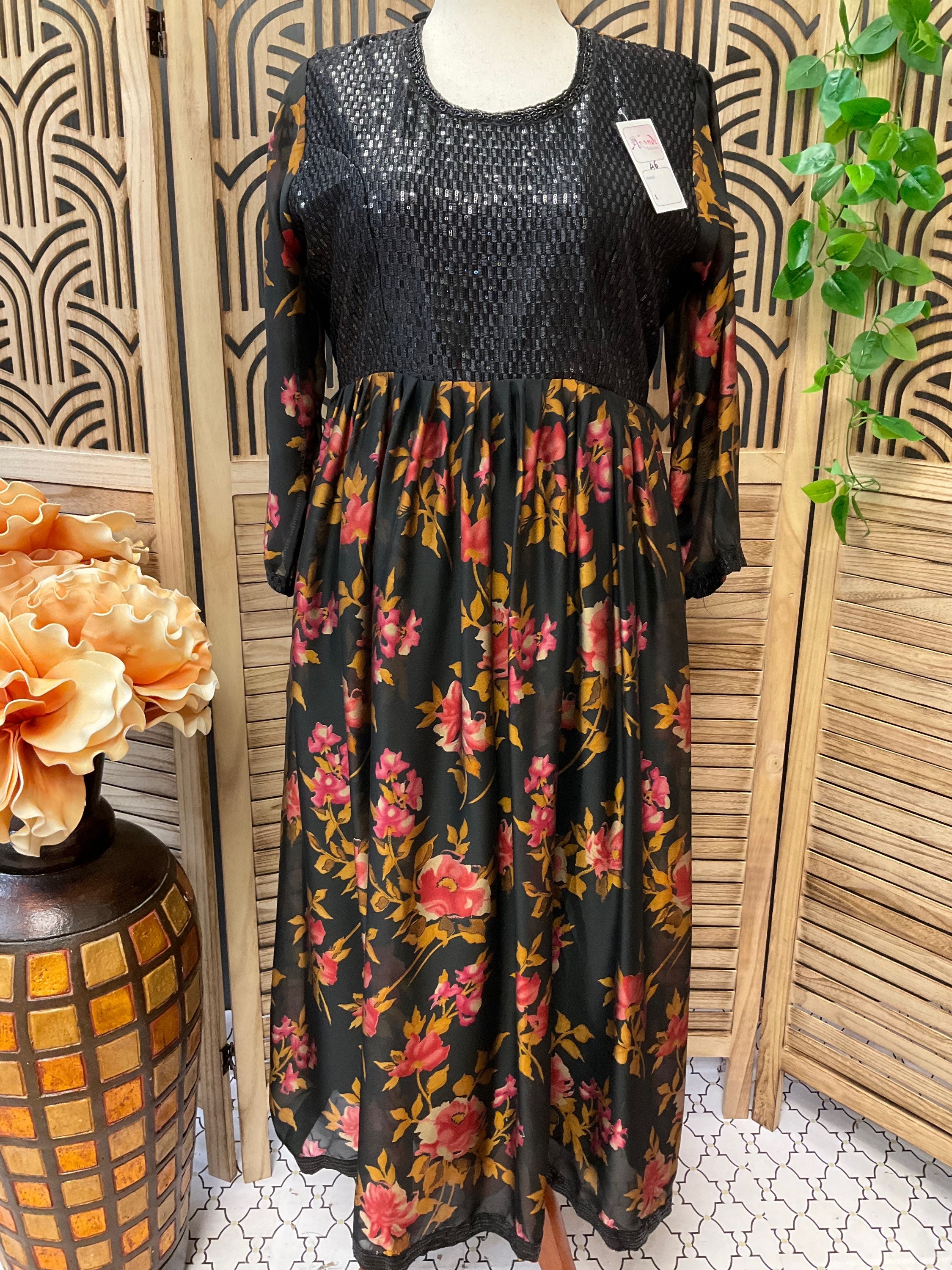 Plus Size Dresses - Brassica long Anarkali Kurti with sleeves image 1