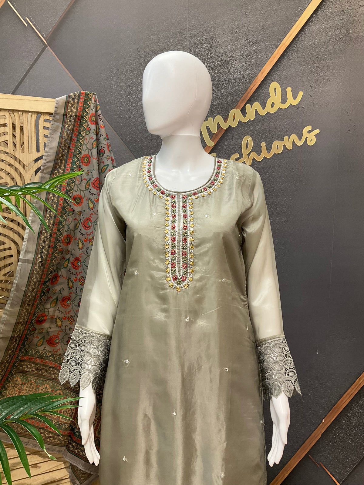 Grey- Party Wear Kurti sets