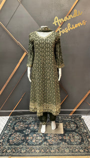 Green Georgette Anarkali Model Party Wear Kurti set