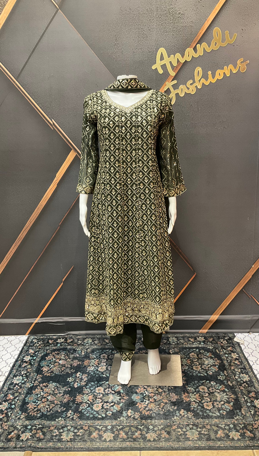 Green Georgette Anarkali Model Party Wear Kurti set