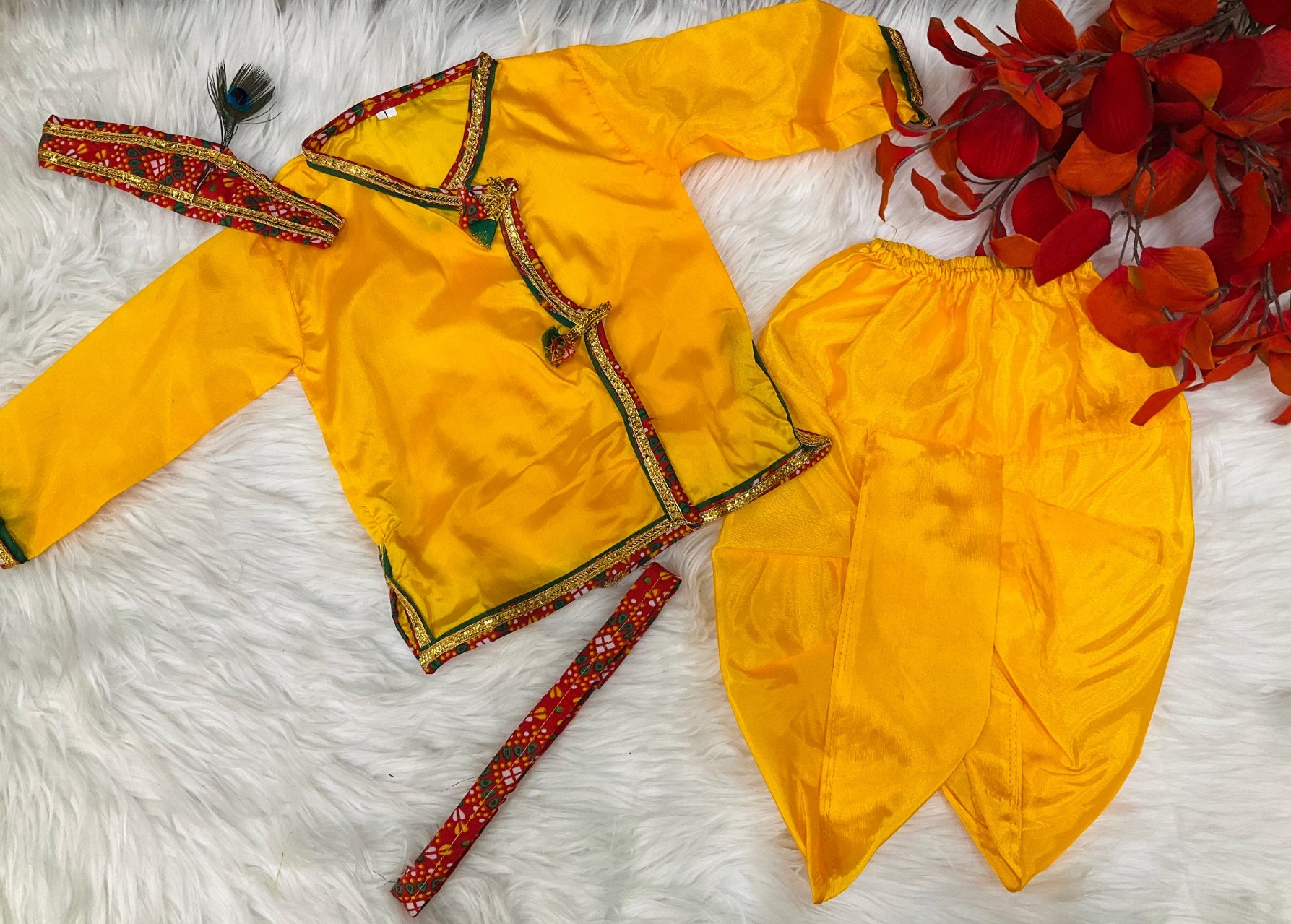 Yellow Krishna dress for Kids image 2