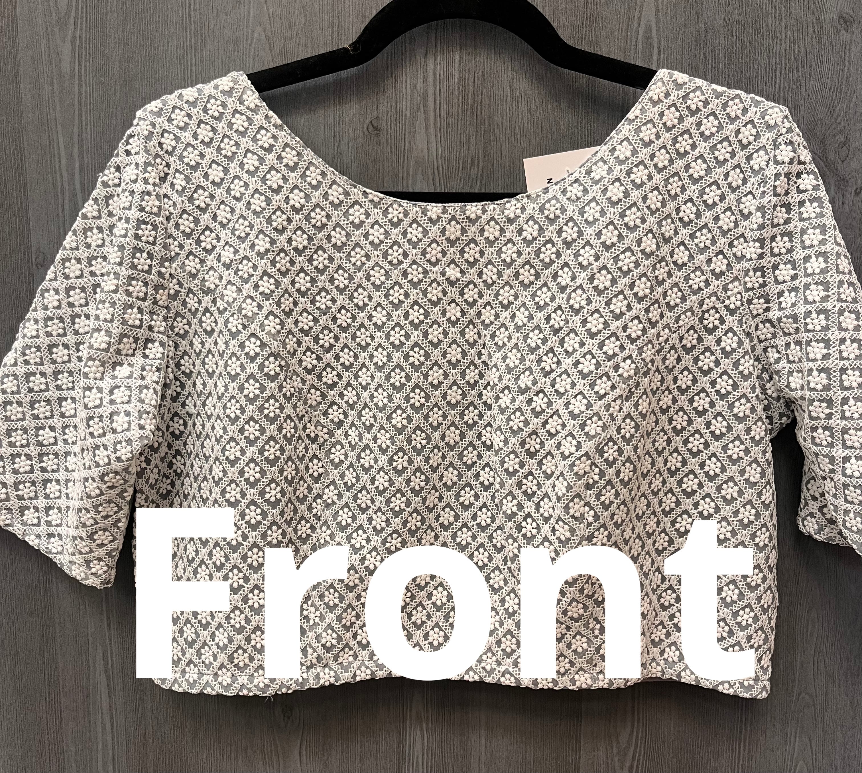 Grey Blouse with white thread work image 0