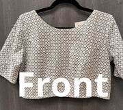 Grey Blouse with white thread work